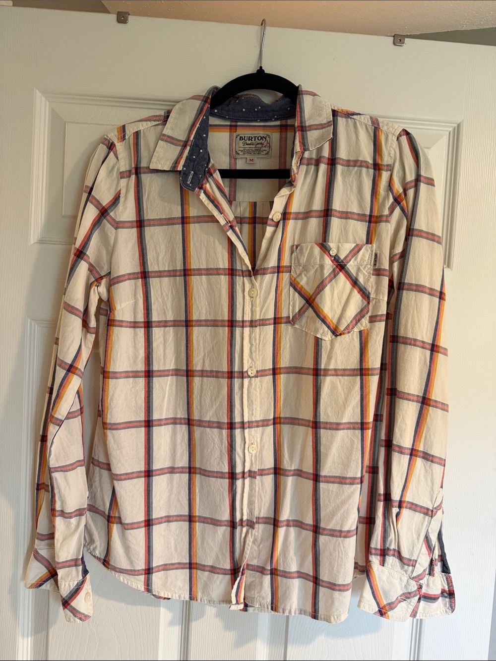 Burton Cream Plaid Button-Down Shirt with Red & Yellow Lines